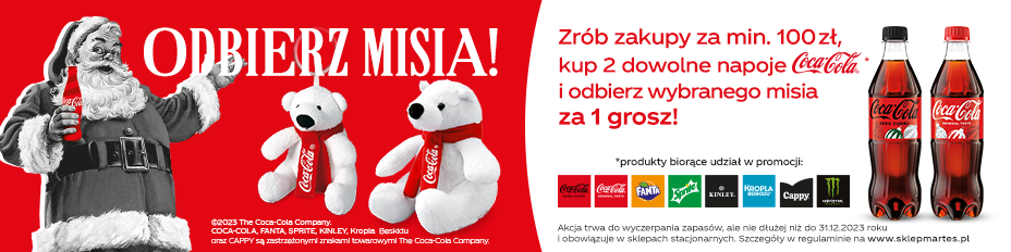 Misie coca-cola - odbierz misia za zakupy w sklepie stacjonarnym